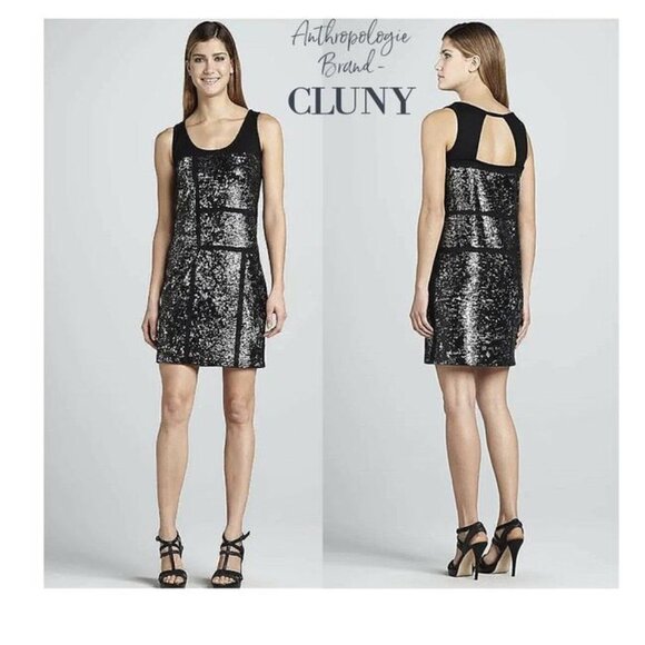 CLUNY Black Women's Sleeveless Sequin Sheath Night Out Dress NWT NEW Size 8 - Picture 1 of 4